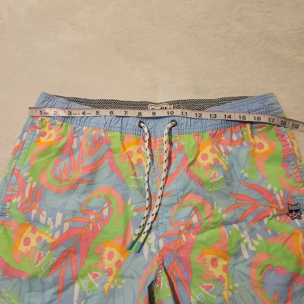 Party Pants Dino Munchies Swim Trunks Blue Pink Men's Size XL EUC